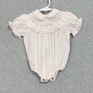 Vintage Alison Scott Romper One Piece Size 6 mos Lace Embroidered Dainty